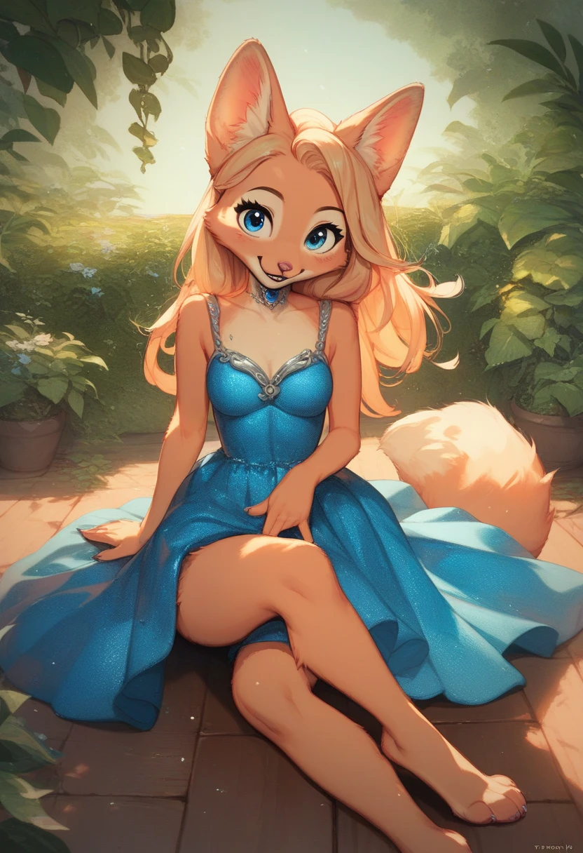 furry girl, woman, anthro, cute, thick thighs, thick legs, small waist, waist small, delicate pose, cute and shy, blonde long hair, furry skin