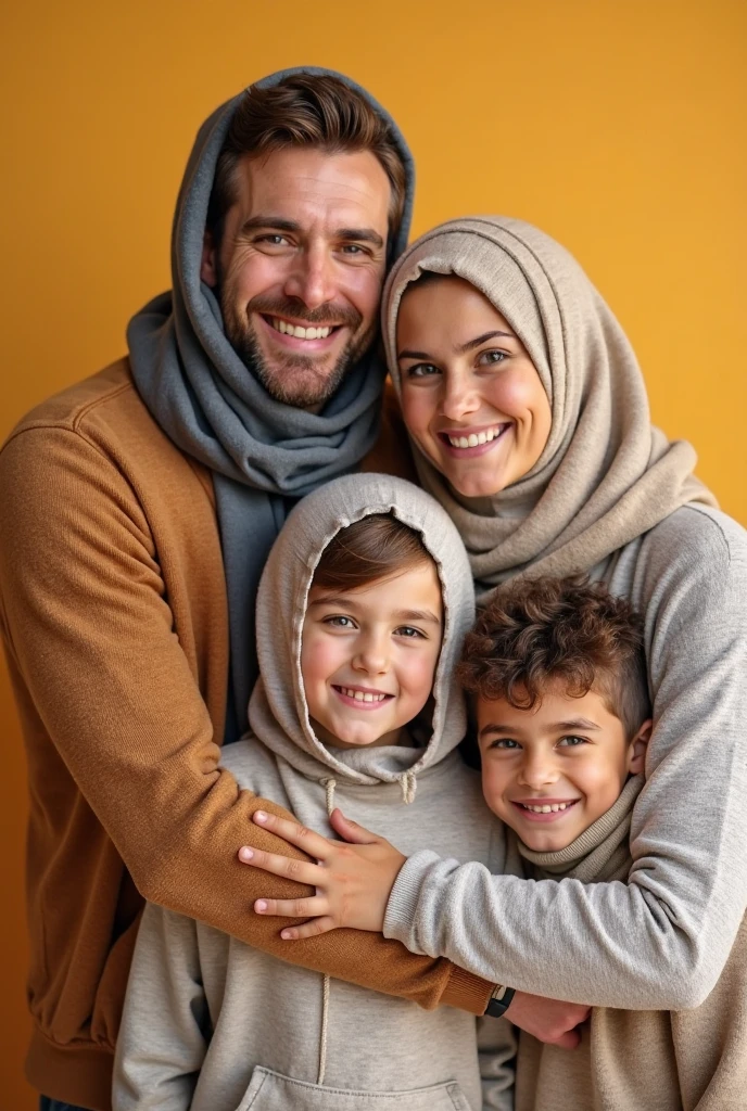 A Muslim family One Father, One mother, one elder son, one younger son