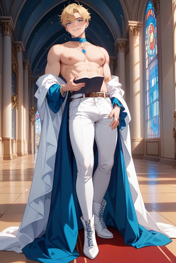 20 years old guy, muscular, full beard, naked, (:0.6), erection, testicles, frenulum, glans, (:1.1), sitting on a crystalline (throne:1.3) made of crystals, wearing crown, spacious hall made of shattered crystals and broken gemstones, crystals scattered everywhere, white socks