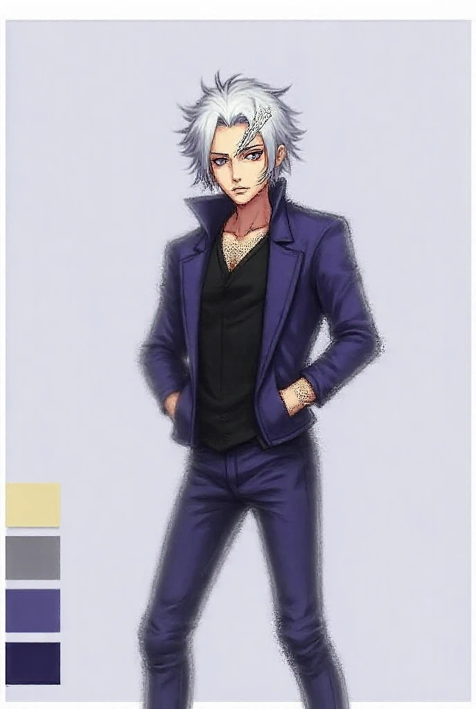 "Blind box toy style with a kawaii doll featuring Full body of Gojo Satoru from Jujutsu Kaisen."