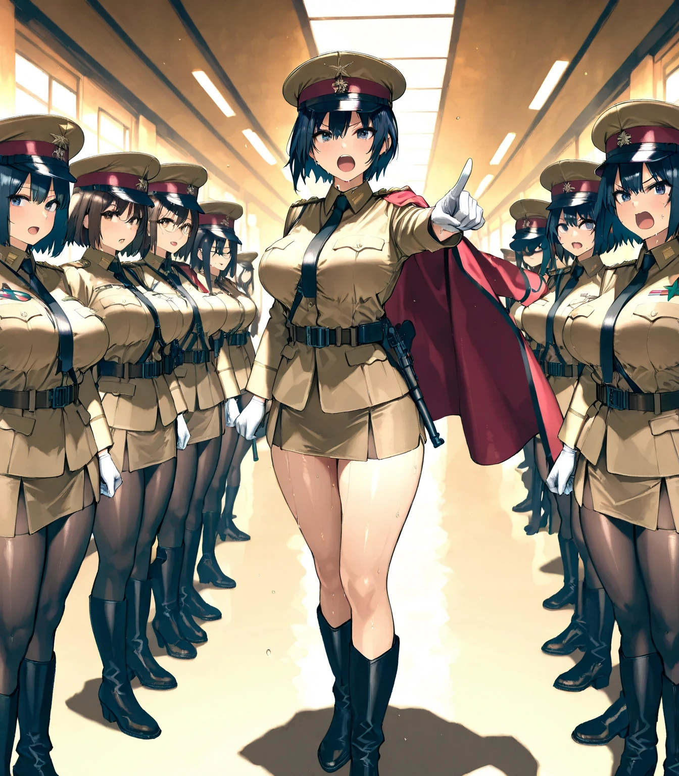 One Woman、Many people々、Beauty、soldier、military base、女性soldier、crowd、Black military uniform、beret、Short tight skirt、soldier、30 years old、Sex、Penis moves at high speed、Looking down at the viewer, Long Hair、Man being tortured、bangs, Highest quality, Thighsに注目, Angry face、rage、panties、Thighs、Big 、Big Ass、Black Hair,私のThighsは脚の間で湯気を立てている 、Sweaty pantyhose、パンストの下のpanties、bra、Black Pantyhose、Angle from directly below、Hold the whip、Throb、crowdを誘惑する、Acme、Cramp、Obscene sound effects、Naughty sound effects、Normal position、Vagina Penis、Ultra-high-speed hip piston、Acme、Orgy、sexual behavior、Handjob、Blowjob、Oral sex、Cowgirl、複数Sexプレイ、Squatting with legs apart