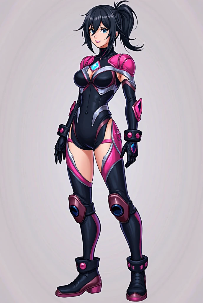 stylized style, Overwatch style female character concept, full body back and front view, robot face