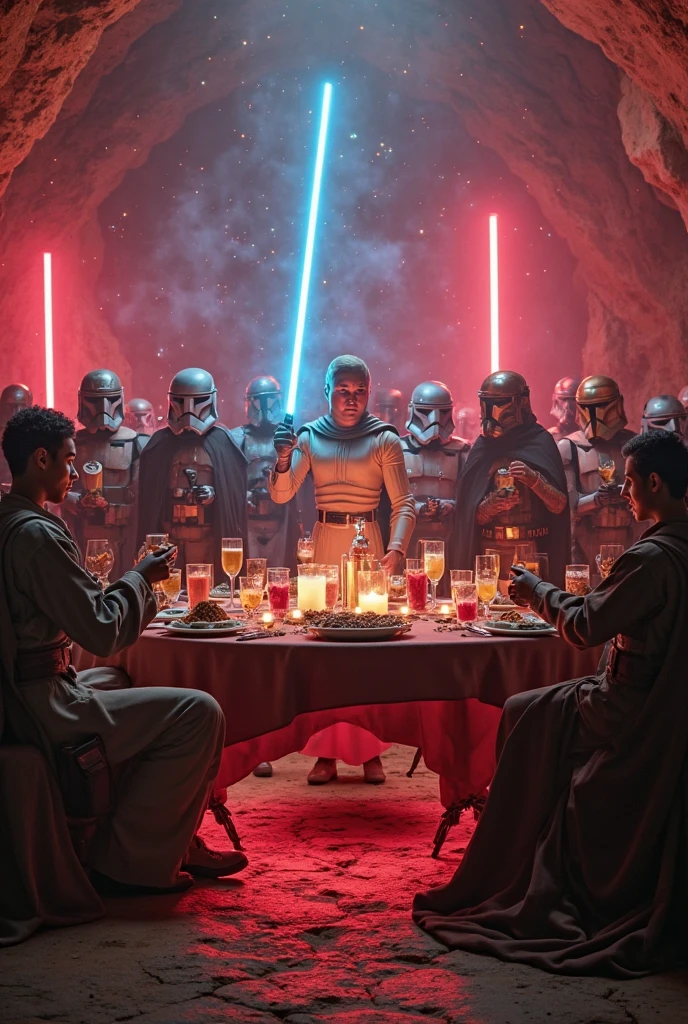 1girl, 1 boy, mandalorian date, romantic and intimate, love is in the air, mandalorian couple having a fancy dinner, out on the town, candle lit dinner, wine glasses, might get lucky later on in the evening, match.com, MNDLR, MNDLR STYLE, highres, masterpiece, 8k, 4k, <lora:mndlr:1>