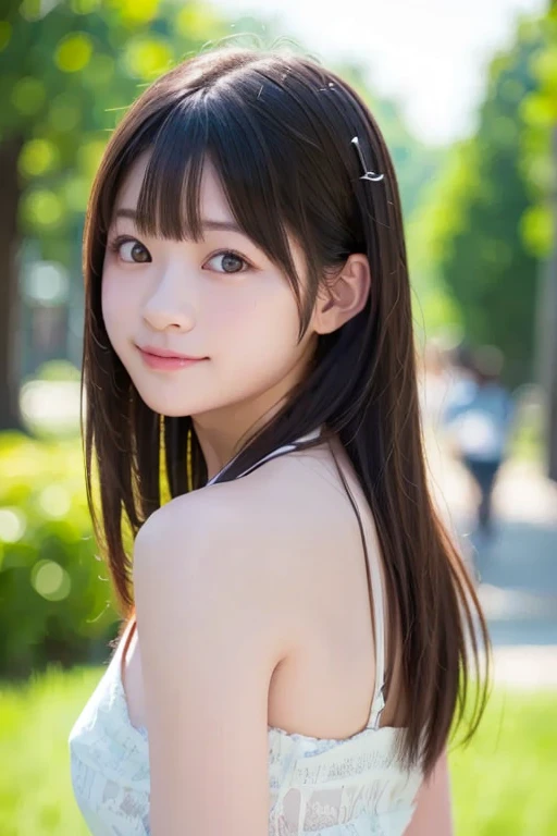 1 girl, Super cute, wonderful face and eyes, (Beautiful lovely smile), (Highly detailed beautiful face), bright and shiny lips, Keep staring at me, super beautiful, (white dress:1.3), (highest quality:1.4), (hyper quality), (super detailed), (surreal, Photoreal:1.37), real skin texture, Highly detailed CG integrated 8K wallpaper, RAW photo, professional photos, cinematic lighting,