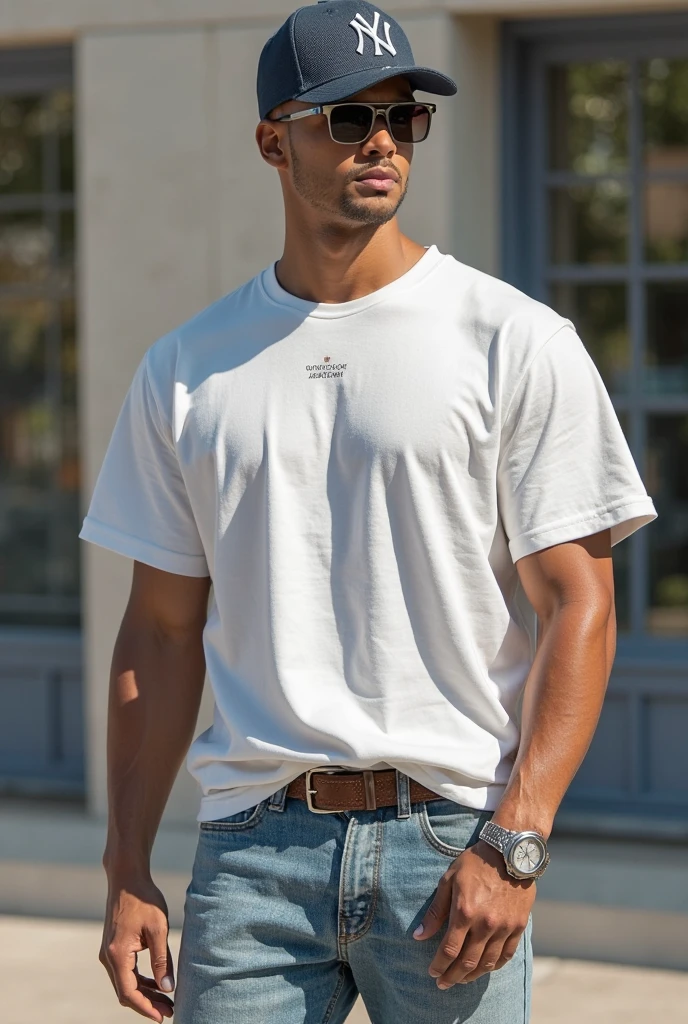 Homem branco de frente, super-realista, pele clara, cabelo loiro longo, meio comprimento, vestindo uma camiseta branca longa sem desenho, vestindo jeans, fundo completamente branco estilo png, homem bonito, altamente realista
