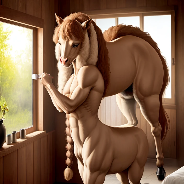majestic male centaur, ramdomany place, chubby, big hooves, bright white fur, white hair, anatomically correct centaur, docked tail, human face, human nose, human eyes, equine hips, thick thighs, raised tail, holding the tail, epic skin, epic fur, hyperrealistic, hyperrealistic skin human, hyperrealistic skin, hyperrealistic human nose, hyperrealistic human body human, hair hyperrealistic, hyperrealistic face,