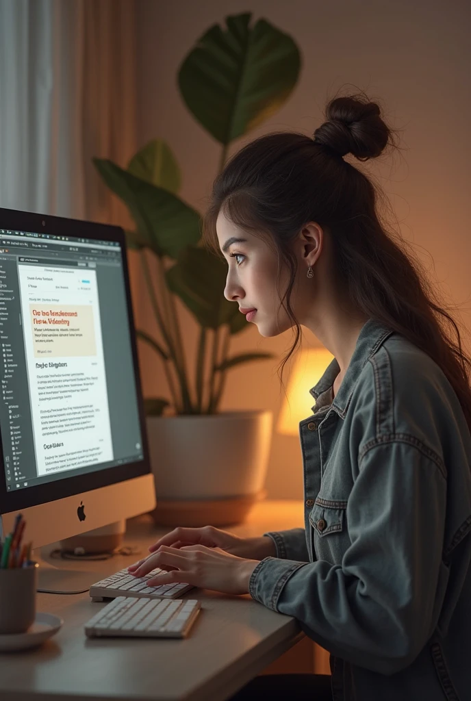 Someone is using a laptop computer on a wooden table, Digital rendering by Echo Chernik, pexels, computer art, working on a laptop at a desk, typing on laptop, creative coder with a computer, on a dark background, Stunning graphics, stunning visuals, stylised illustration, photorender, Detailed scene, digitally enhanced, Professional Online Branding
