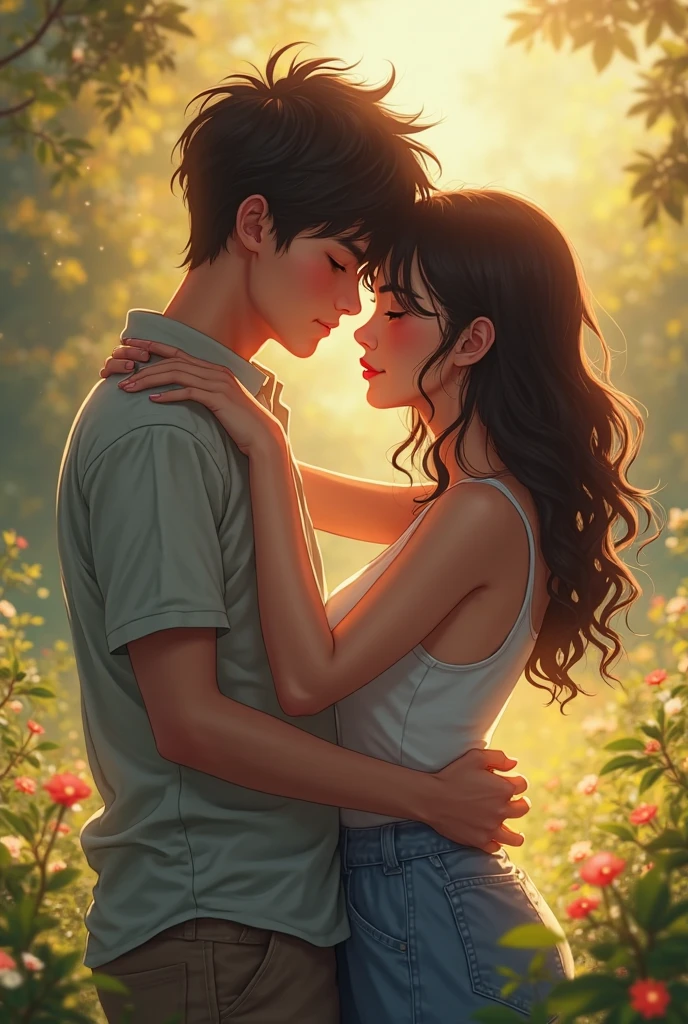 Teen boy kissing teen girl
