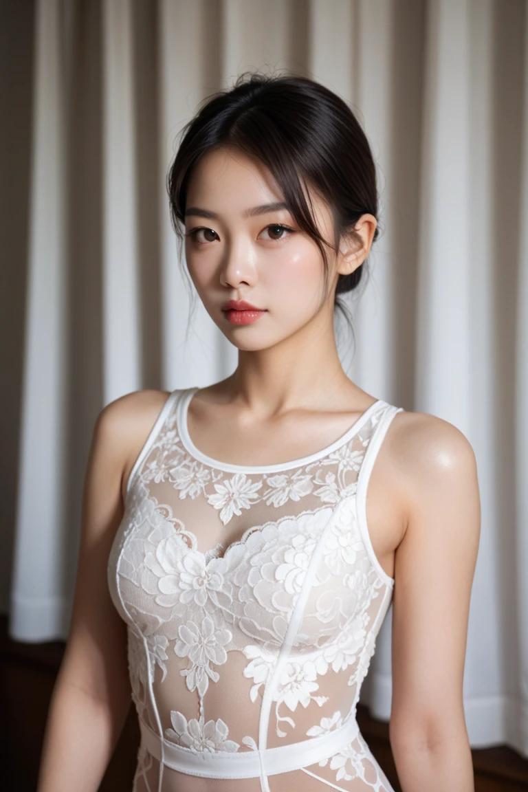 araffe asian woman in white top and jeans posing for a picture, gorgeous young korean woman, beautiful young korean woman, beautiful south korean woman, korean girl, korean female fashion model, beautiful asian girl, wearing tight clothes, korean woman, slim girl model photo, beautiful model girl, wearing sexy crop tops, wearing a low-cut tank top