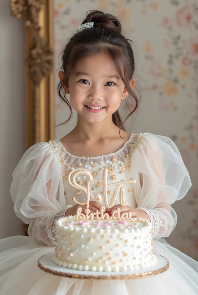 Create realistic illusion image of 15 years old girl is sitting on a king chair and she is cutting the birthday cake ,there are many gifts kept next to it and Happy Birthday
Princess Stella,3d text is written on the back wall