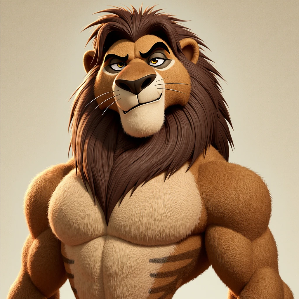 kovu_(the_lion_king), lion, male, forest background, looking at viewer, standing, muscular male, loincloth, sexy