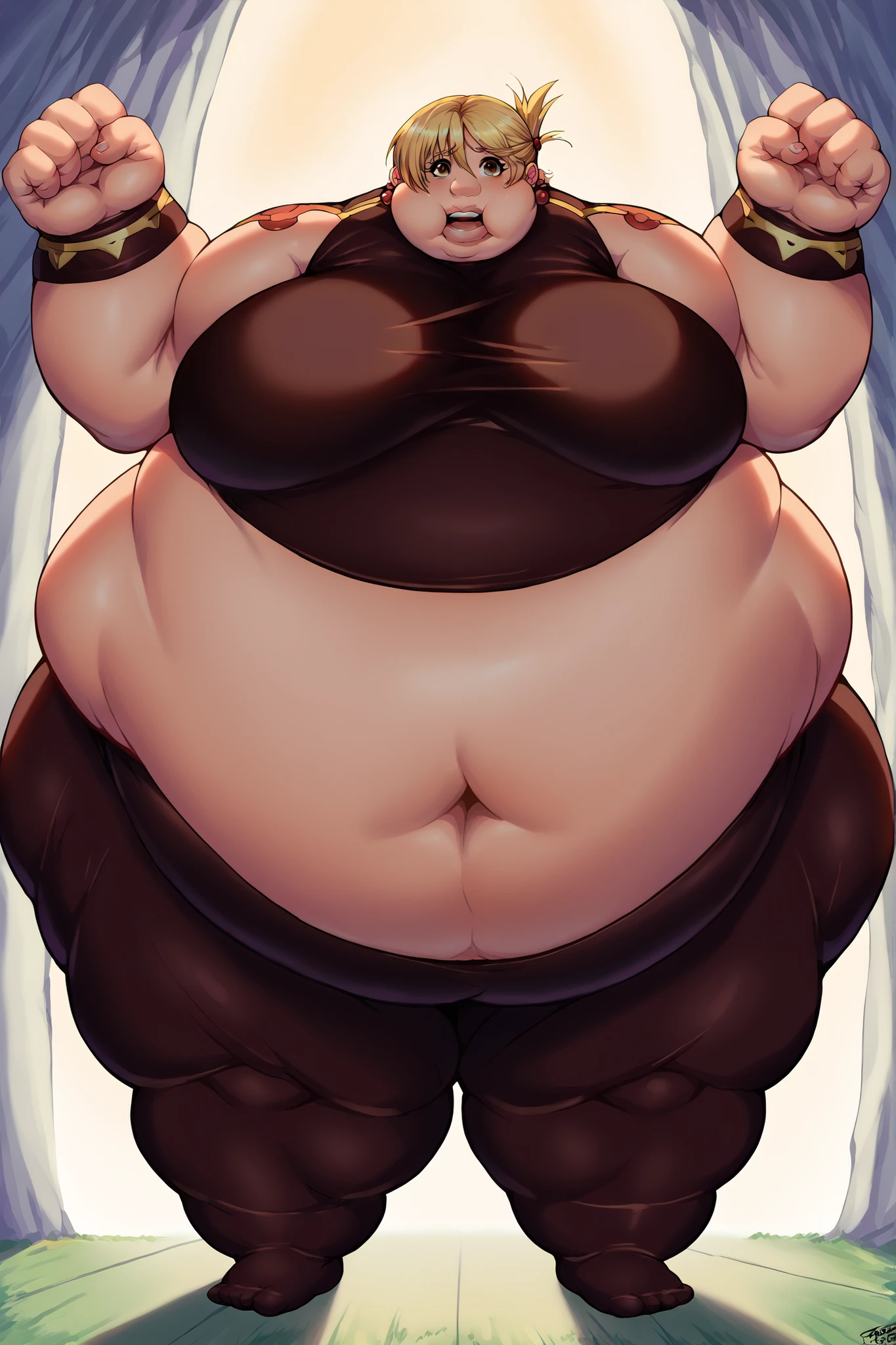 ( High quality , ultra detailed, careful with hand ), solo male, fat male, round belly, fat belly, large belly, ((tight shorts)), bulge, blushing, heart eyes, dark hair, sci-fi, cyberpunk clothes, jacket, medium length hair, arch bangs, male with fat ass and big thighs, belly focus, happy trail, moobs, round glasses, wobbly smile, possessive expression, pretty boy, chubby male, boots, exposed thighs, exposed belly, neon pink highlights, sweating, implied obsession, male yandere tag, pixiv, weight gain commission, male weight gain, fat fetish commission, deviantart, belly kink, anime style, weight gain on thighs and ass but mostly belly, ((large round fat belly)), shoulder length hair