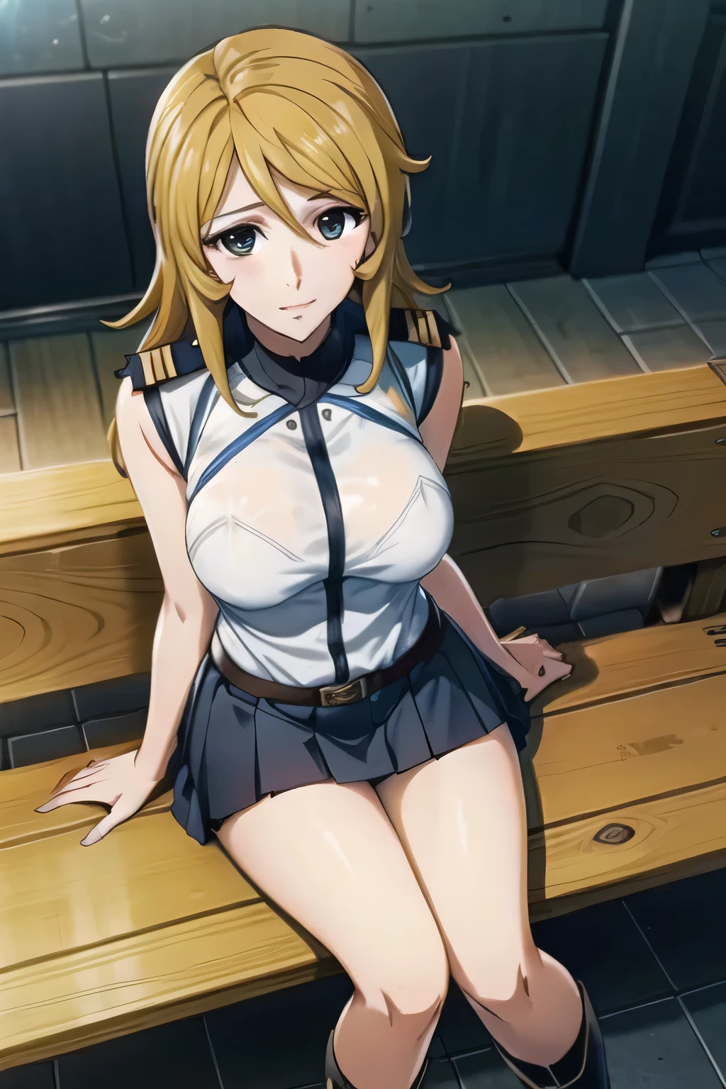 smile,Please draw a picture of him resting on a park bench,is sitting,Panchira,Draw white knee-high boots on both legs,Let's draw a short pleated mini skirt,Big BreastsをさらにBig Breastsに描いて下さい,Can you draw a dark blue pleated miniskirt,draw her expression more delicately,walking alone, city tour ,,(((She wears casual tourist wear))), I have a SLR camera ,(Let's draw a more delicate look),(sleeveless wool sweater),( navy blue pleated mini skirt,white panties),(That work is enough for one person {X} is very important for work)、 That's enough,frown。unless the job requires it。 {X}、 , attractive 40 year old adult woman jumping out of her uniform, Big black wavy hair, , Big Breasts, Thin Waist , , ,