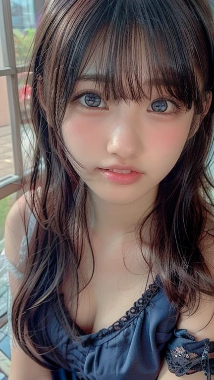 One Girl，(1人のとてもcute女の子:1.3)，masterpiece，Highest quality，High resolution，Photorealistic，RAW Photos，Ray Tracing，beautiful girl，(15 years old:1.3)，cute，Big eyes，(detailed pupils:1.2)，(The face is facing straight ahead:1.3)，Body facing forward，Beautiful nose，Fuller lips，Short black hair，ponytail，short hair，Detailed eyelashes，Thin eyebrows，Very fine grain definition，(Symmetrical eyes:1.3)，(Face close-up，Face Focus:1.0)，Small breasts，White swimsuit，White Bikini，The background is the sea，Southern Island，Portrait，View Viewer，Upper Body，Cinema Lighting，High resolution，Very detailed