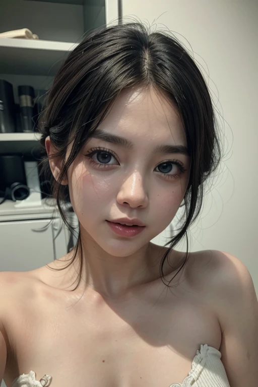 Naked girl posing for camera, beautiful face looking at camera, nose stopped and fine, ultra realistic, perfect anatomy, cinema image.stographic, full hd 8k
