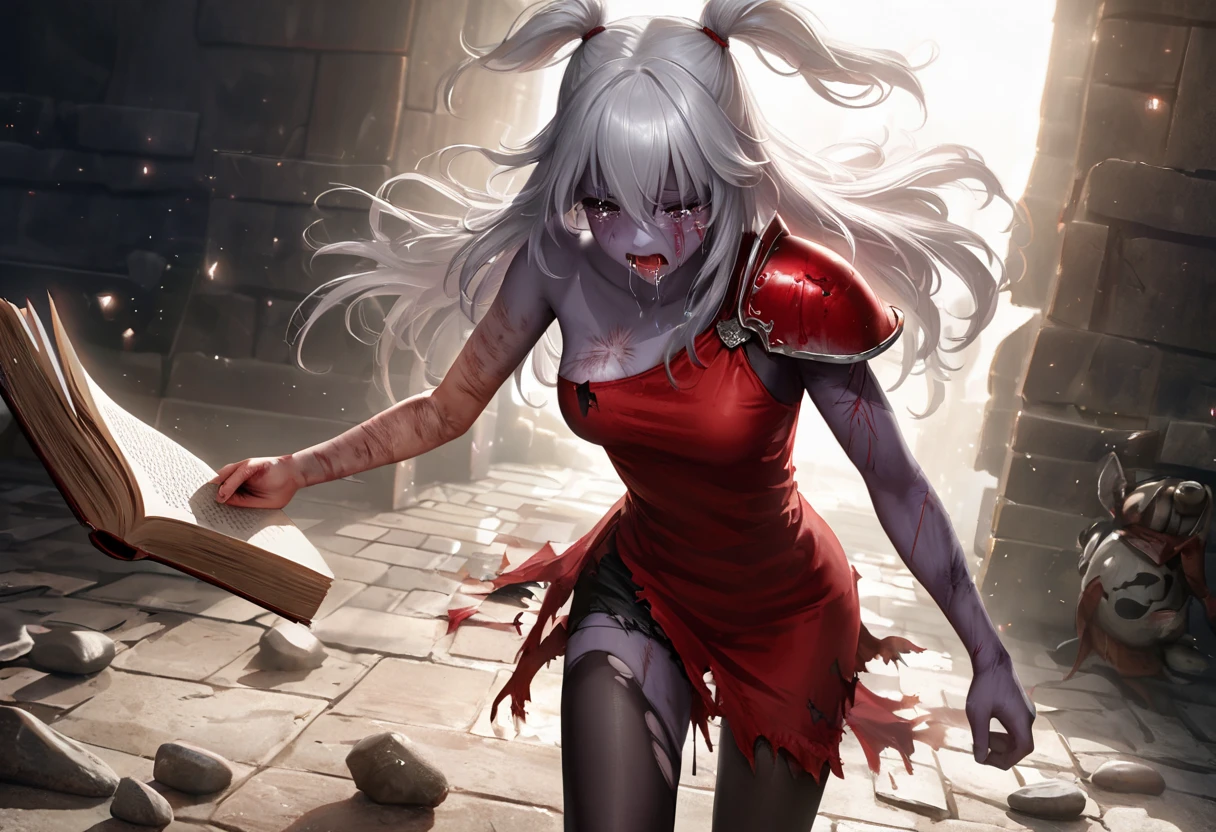 create a beautiful girl with evil countenance holding a knife with lot of blood everywhere, psychopath smile, blood on her face, city at night street background