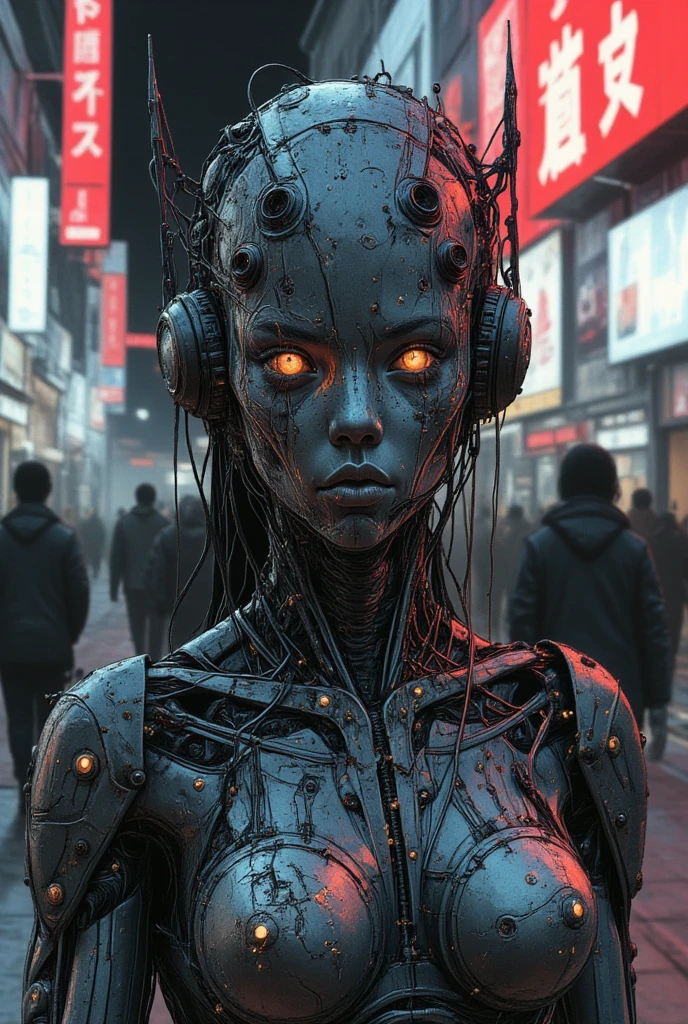 Made by an advanced civilization、With technology that humans cannot even imagine,、Like a humanoid machine、An organic body、It looks both beautiful and terrifying、It shines faintly like veins running.、Artificial Life Forms