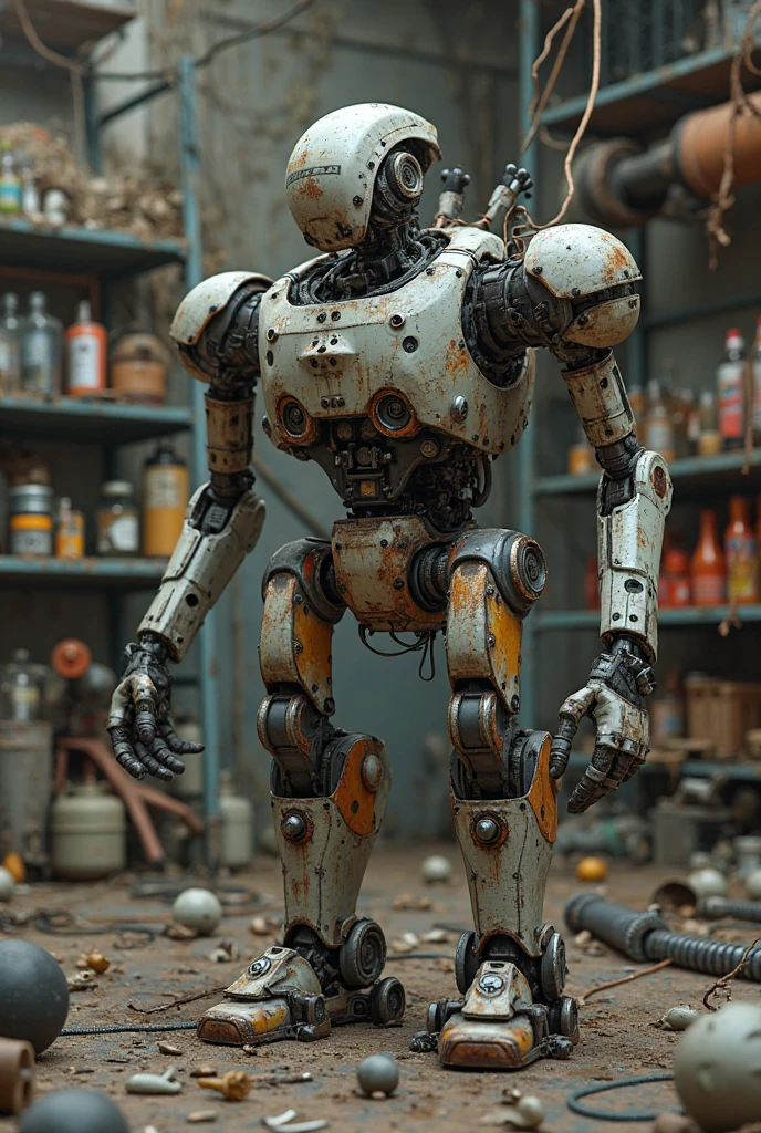 broken robot made of parts