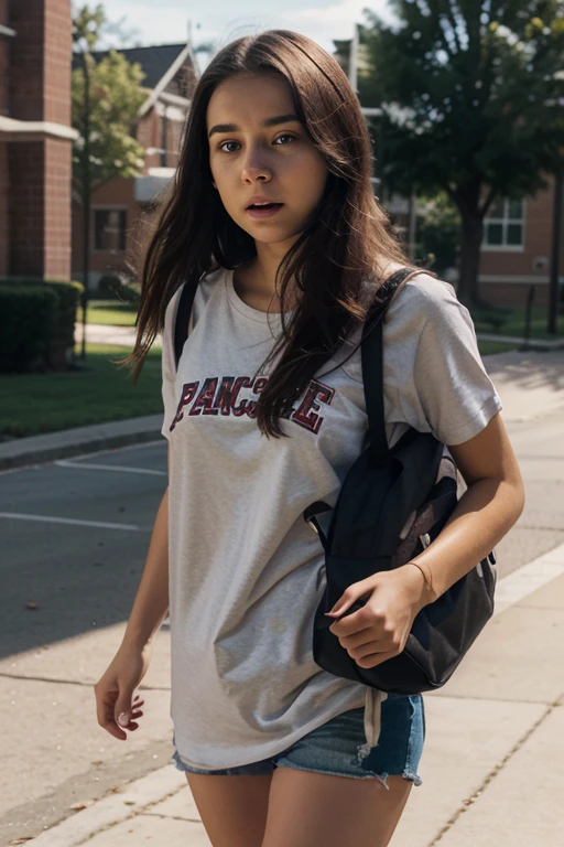 A girl looking and waiting for someone to cone