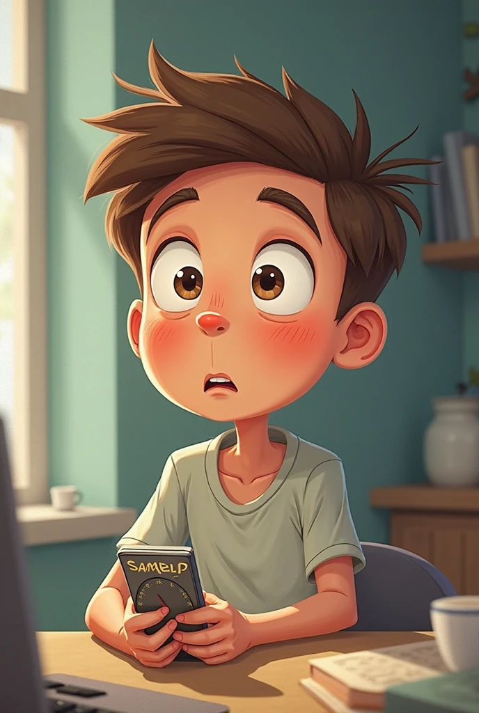 A cartoon guy sitting on bed and thinking his success