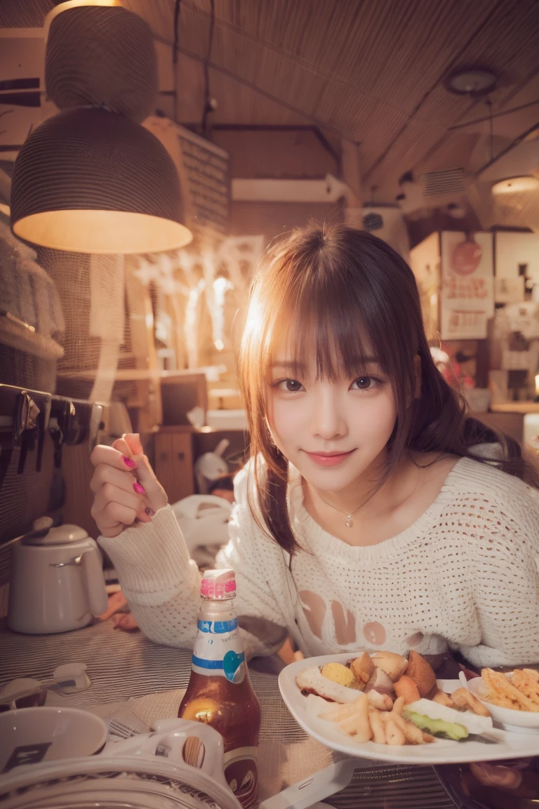 girl, cute, grab pose, , a bright smile,  movement, greet, 