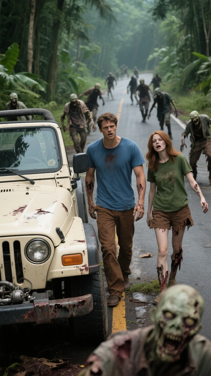 Wensday Adams stepping through the looking glass during a zombie apocalypse.