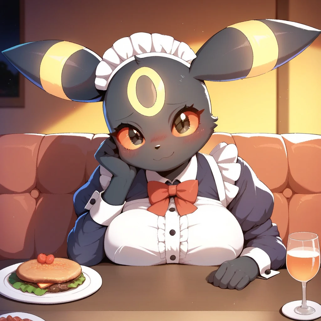 alone, score_9,score_8_above,score_7_above, fountain_furry, an Anthro furry umbreon Pokemon girl, black sclera, calvo, white eyes, Tall and thin body, perfect body, naked, smiling, lying on her back, legs above, pies, legs, 4 toes, black paw pads, smiling, front view, In a bed, simple background, bedroom eyes