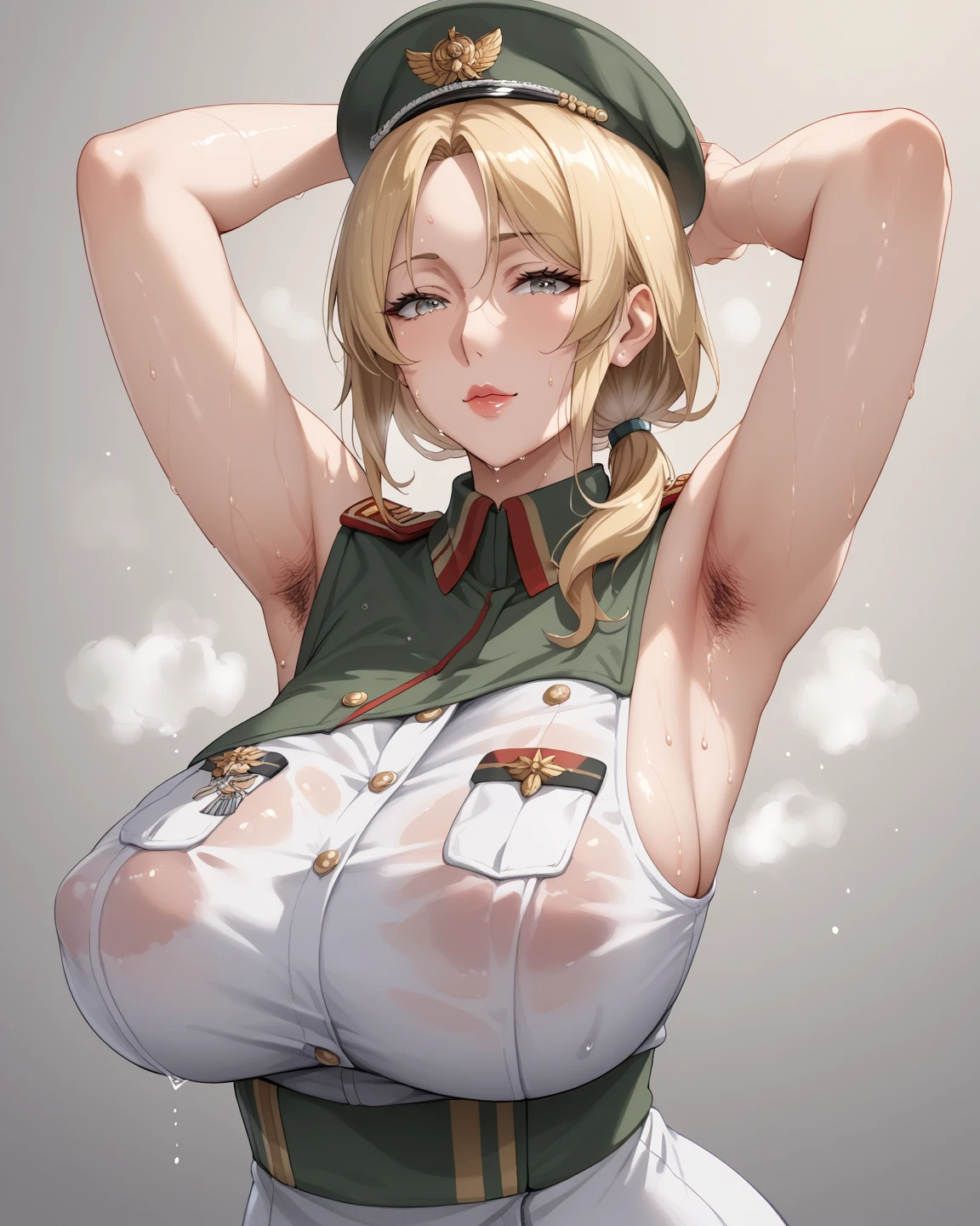 Danish Army big tits giving handjob　Completely naked