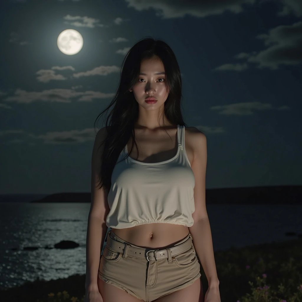 ((best quality)), ((masterpiece)), (detailed), , heavenly beauty, (Fantasy Illustration:1.3), fascinating gaze, 팬티stockings, stockings, bodysuit, seductive pose, otherworldly charm, mystical sky, The Big Moon, Moonlit night, soft colors, (detailed cloudscape:1.3), (high resolution:1.2), from below, (evaluation_clear), (score_9, score_8_consolation, score_7_consolation, score_6_consolation, score_5_consolation, score_4_consolation, high resolution, 4K)