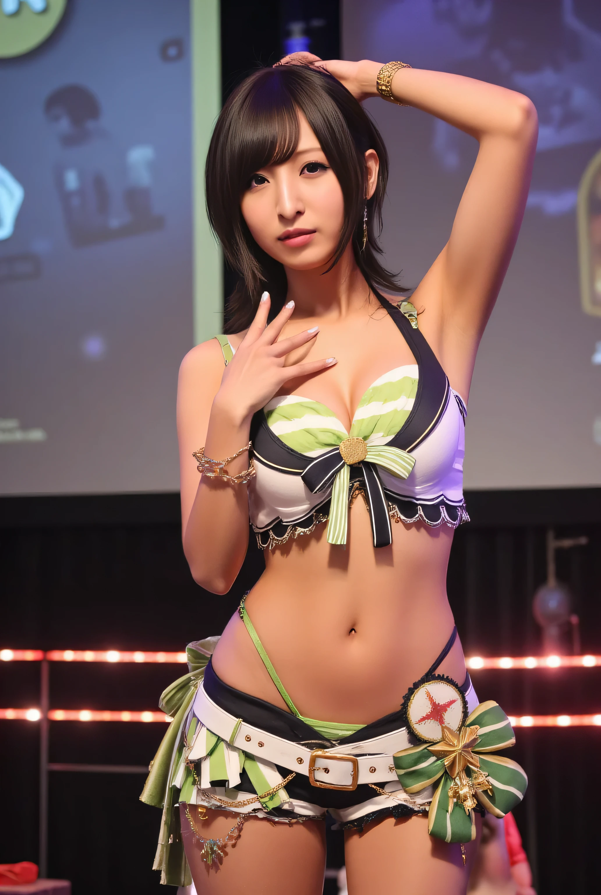 Very noble、She's horny and cute 、Slave Strip、stage、dance performance、model pose after nipple training、posing、Purikura shooting、emphasizes her chest、pulls my heart together、hentai、healthy tanned dark skin、 beautiful black haired short bob、 Please wear revealing clothes 、 Sensual and Attractive 。Wear a sensual, verdant, and sexy Hololive summer costume 。。。。。、 Vibrant Color Styles 、 I'll dazzle you with the best images in the best situations .。 this is細部にまで細心の注意を払った高品質の製品です、Expressed from head to toe、detailed expression from the tips of the hands and feet、in abandoned ranch 。Sexy proportions。 Hang it to cover your forehead 。 facial beauty。 High quality feel is the best 。 obscene expression 。Those eyes staring at me are beautiful。 stroking that head with a gentle smile 。Beautiful white teeth、Big Breasts、 G cup breasts、Panting expression、90 cm plump bust、Serving with a beautiful chest、 very beautiful body、this is、 Leaned forward.、美しいお腹とemphasizes her chestしましょう、Ultra High Definition、beautiful images 。 vivid details 。Delicate expression around her eyes 、トップクラスの性能 Ultra High Definition 細部まで美しく表現 健康な身体が美しく見える つま先まで表現、4K high resolution 8K high resolution