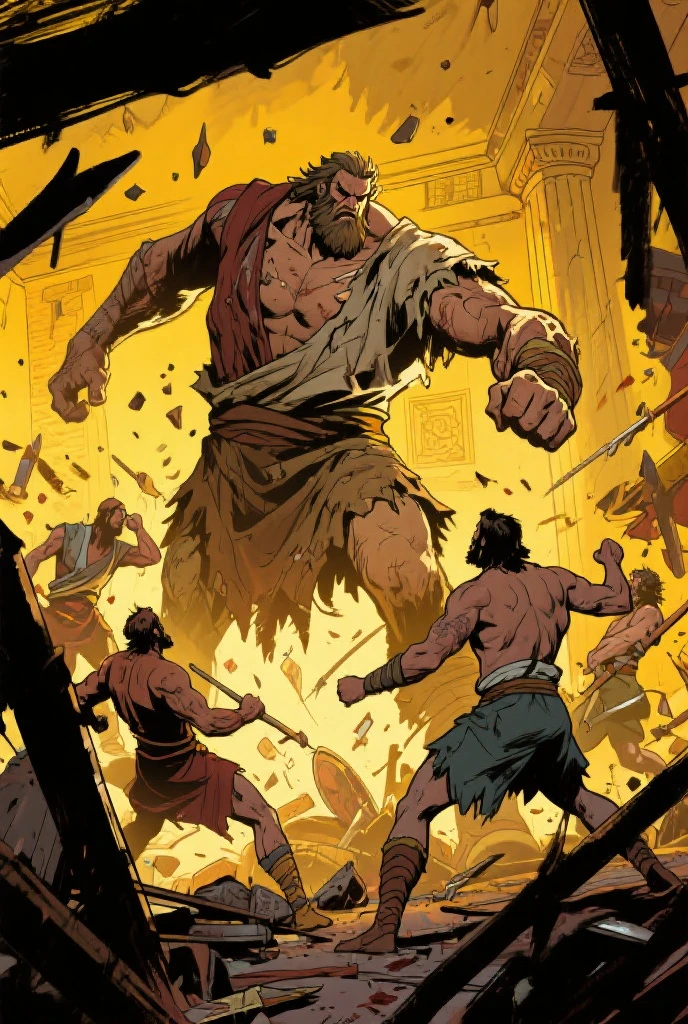 (((2 characters - young adult demi-god male with blond hair and huge bouncing manly pecs is wearing //very erotic white clothes// and being enslaved and attacked and having sex with huge evil monstrous gods))),  (((bouncing sagging male breasts))), NSFW, monster hentai, (((size difference))), dungeon, ((non-con)), ((red spanked butt)), ((huge evil monstrous god spanking young adult demi-gods  male)), ((young adult demi-god males is worshipping monstrous huge evil god’s enormous veiny cock)), (((huge evil monstrous greek god teasing the young adult demi-god males and asking him “do you like our huge cocks deep inside?”))), ((young adult demi-god male is ashamed of enjoying sex with the monstrous evil god because others looks at him disapprovingly)), well drawn penis, ((NPCs watching)), (((young adult demi-god surrounded by cocks))),