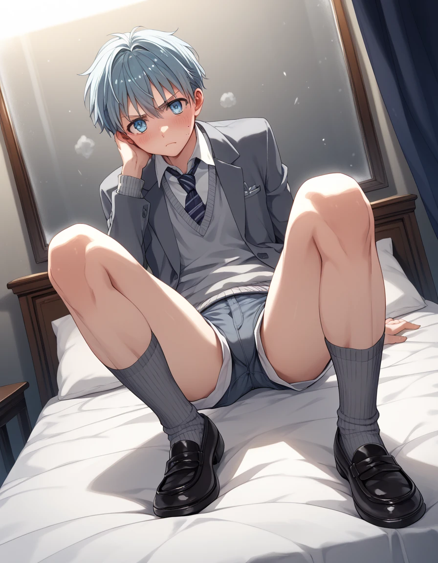 dream themed,Cute 1:1,白い液bodyまみれ, Little Boy White Head, arm, body, Legs with bluish-black markings, whole body, eyes and pupils are blue, furry, see-through clothes(bulging penis1:1),topless 1:1, both ears, feet, (young:1.4), (:1.4), (Shota:1.8), (male:1.8), (maleの子:1.9), NegfeetV2, (blue eyes:1.6), (redhead:1.6), (short hair:1.7), (feet in focus:1.2), (socks:1.6), (lying in bed:1.4), (開いたfeet:1.4),