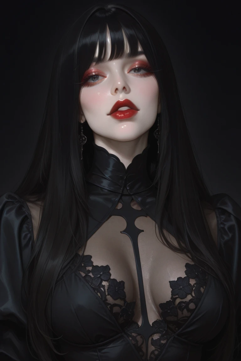 beautiful busty Asian goth vampire woman, detailed facial features, porcelain skin, dark eyes, full red lips, tattoos on body, wearing white gold silver bronze copperleather corset, lace garter stockings, thigh high boots, dark mysterious atmosphere, cinematic lighting, moody chiaroscuro, dramatic shadows, intricate gothic details, (best quality,4k,8k,highres,masterpiece:1.2),ultra-detailed,(realistic,photorealistic,photo-realistic:1.37),dark fantasy,gothic horror,dramatic portrait