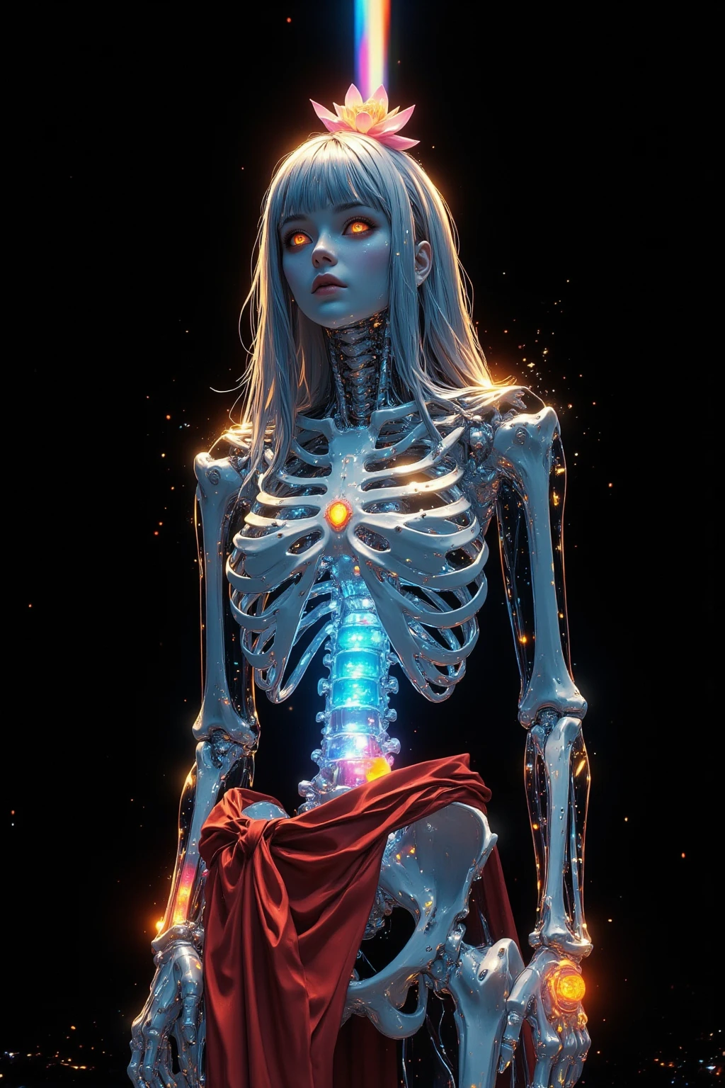 masterpiece,An absurd solution,high quality,8K,
Translucent visibility, (busty girl, NSFW), View your viewers, Golden Eyes、Part your lips, Long tentacle hair, hologram, X-ray, see through body, Clear skin, skeleton, Glowing Skin, Chiaroscuro, Depth of written boundary, (nipples),
