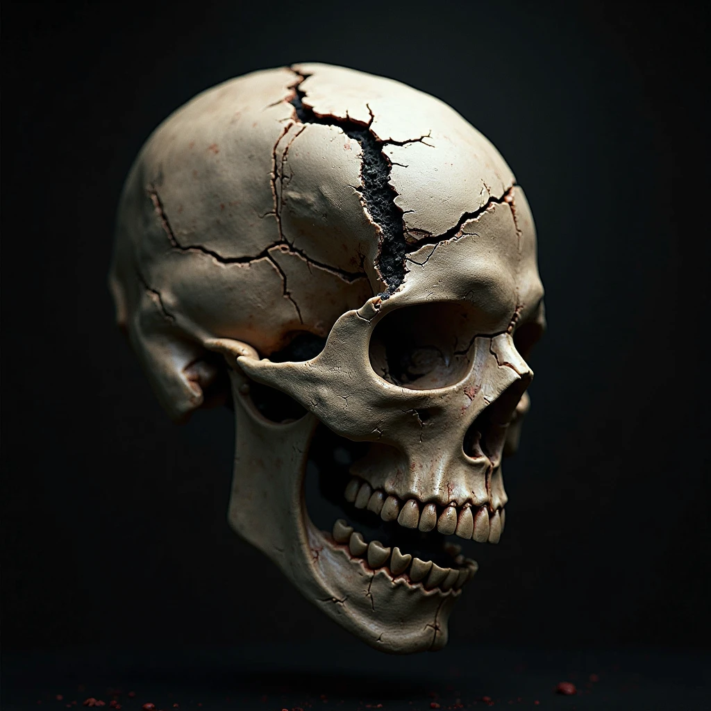 Skull writing a poem