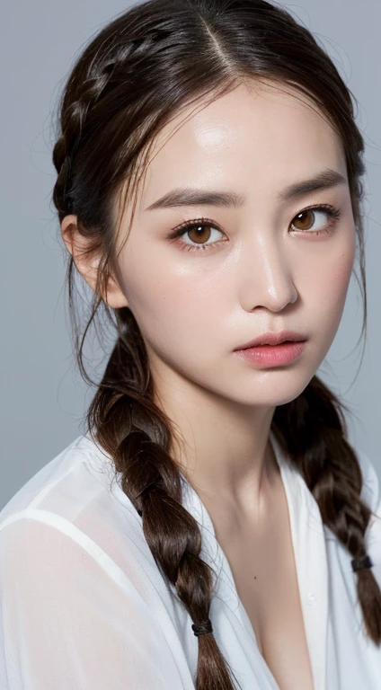 ((Highest quality, 8k, masterpiece :1.3)), One girl, Very fine skin、Close-up of face、Beautiful woman with slim abdominal muscles :1.3, (Random Hairstyles, Huge breasts :1.2), Casual clothing :1.2 Highly Detailed Faces, Fine grain, double eyelid、Japanese women