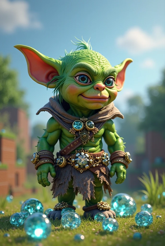 goblin  Age: Equivalent to a 4-year-old human

Appearance: Tiny with olive-green skin and dark green hair often in messy pigtails