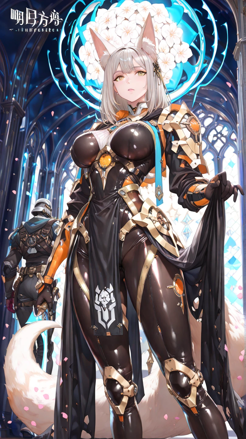 (masutepiece:1.2,High quality), 1girl in, ((super realistic details)), Global Illumination, shadowy, Dynamic lighting, Unreal Engine, Octane Render, 8K, ultrasharp, Metal, Convoluted, ornaments detailed, highly intricate detail, Yellow eye machine body:1.2), White hair, (Black mask), gear, Apocalypse,
