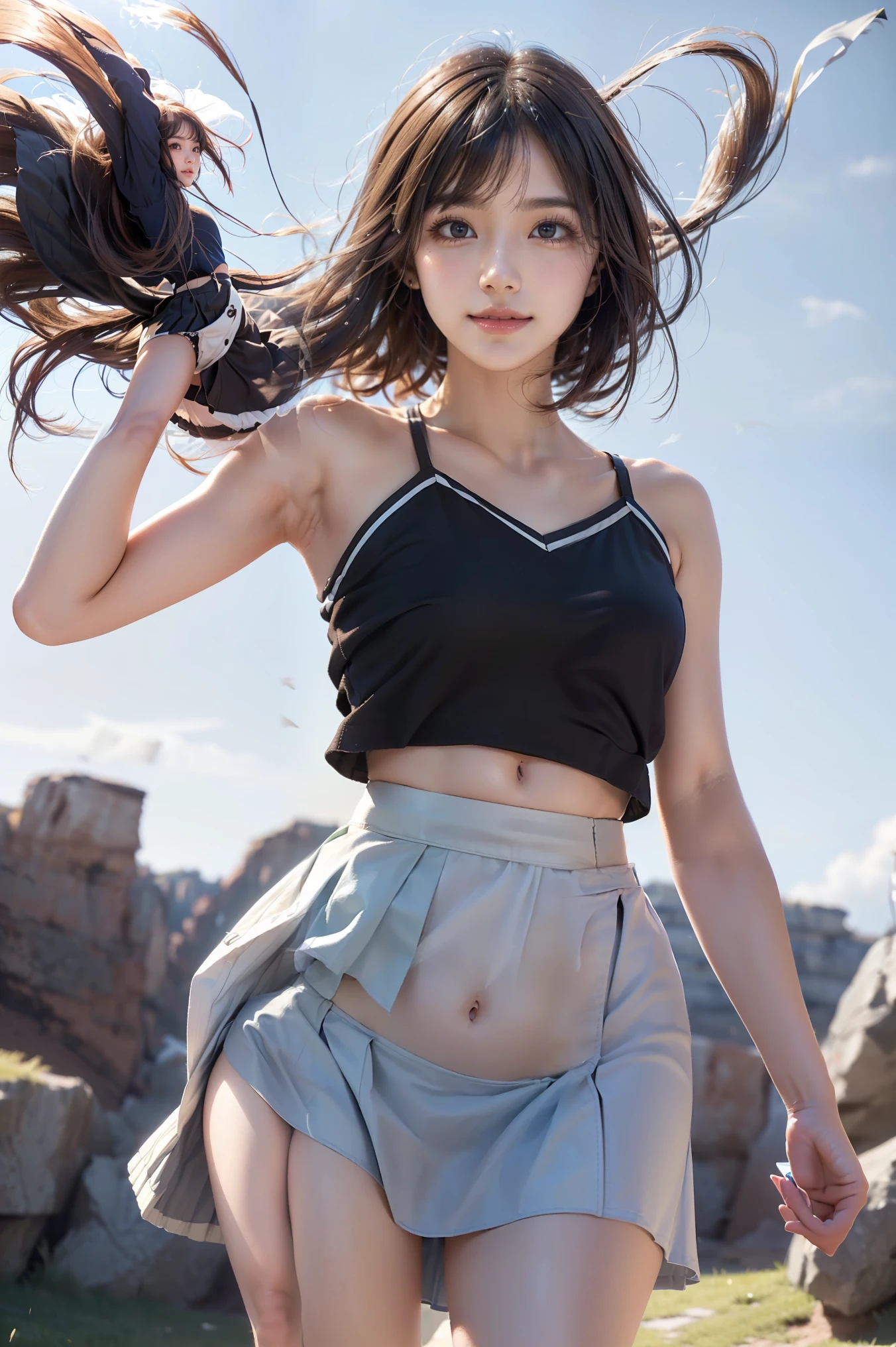 SFW, (White and Red, Ultra-detailed masterpiece:1.2), (nipple:-0.99), (Acutance:0.8, bokeH), (many sexy junior idols in group photograph), (((Extremely Detailed KAWAII face variations), joyful expression variations)), { Open Gigantic Cleavage and Navel | pretty Ass | Overflowing Underboob | (((loose opened white SchoolUniform with visible underboob without bra))) | full of Flowers covering girl's body | (Colorful Light shines and reflects:1.2) }. (((Ultrealistic and photorealistic:1.37)) with a touch of rawness). { under the mesmerizing back lighting | concept art | enhancing the overall visual impact | Dynamic-angle }. (not Detailed fingers:-0.9) . (The background is only sun setting Sky with Red-dyed clouds from below:1.3), { no artifacts | Twilight | Magic hour | Sun setting } .