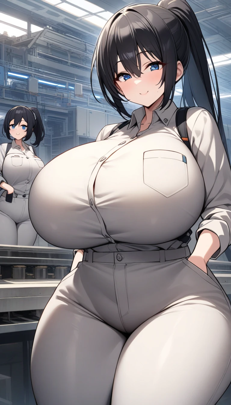A 20-year-old girl with short black hair, black eyes, sad expression, white shirt, on the phone, in a hospital ward, (large breasts:1.6)