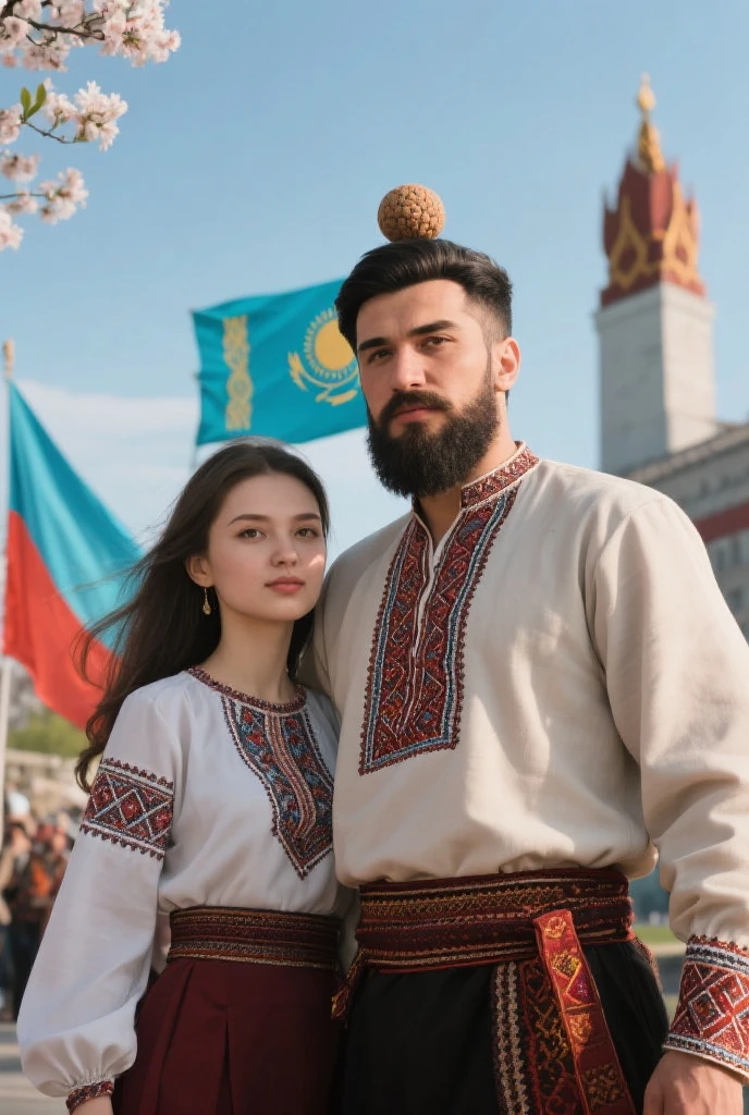 candid photograph of (woman and man together) Chz-StellaM<lora:edgVyshyvankaRediscoveryv1:1>wearing edgVyshivanka,edgVyshivanka_style_embroidery ((embracing)) Ukrainian President<lora:Zelenskyy2:0.9>zelenskyy,(3/4 shot),(slight smirk),Kilo class submarine in the background,Ukrainian flag,(blue and yellow flag),((Kyiv))