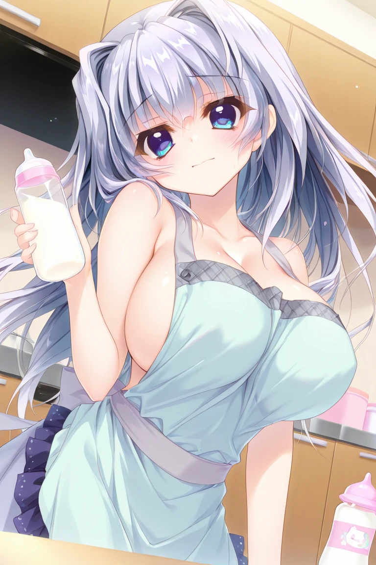 WataraseJun, 1girl, long hair, purple hair, purple eyes, nsfw, , large breasts, , , empty eyes , large breasts, nipple, , Peeing, lactation, projectile lactation, Sweets shop, frozen, wet, crying ,, Naked, , (1girl) ,solo