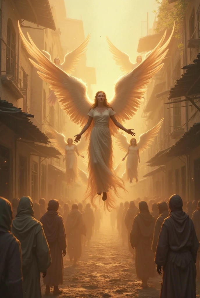 Angels helping to rescue the poor - SeaArt AI