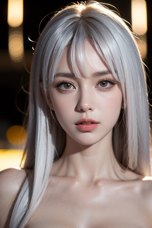top-quality、8K masterpiece、超A high resolution、(Photorealsitic:1.3)、RAW photo、1 rapariga、silvery white hair、glowy skin、1 Cyberpunk Super Sailor、((Super realistic details))、porate、globalillumination、black shadows、octan render、8K、ultrasharp、beauty breast、Raw skin is exposed in cleavage、metals、cool colours、、highly intricate detail、Realistic light、CGSoation trends、Beautiful eyes、Radiant eyes、Facing the camera、neon light detail、
