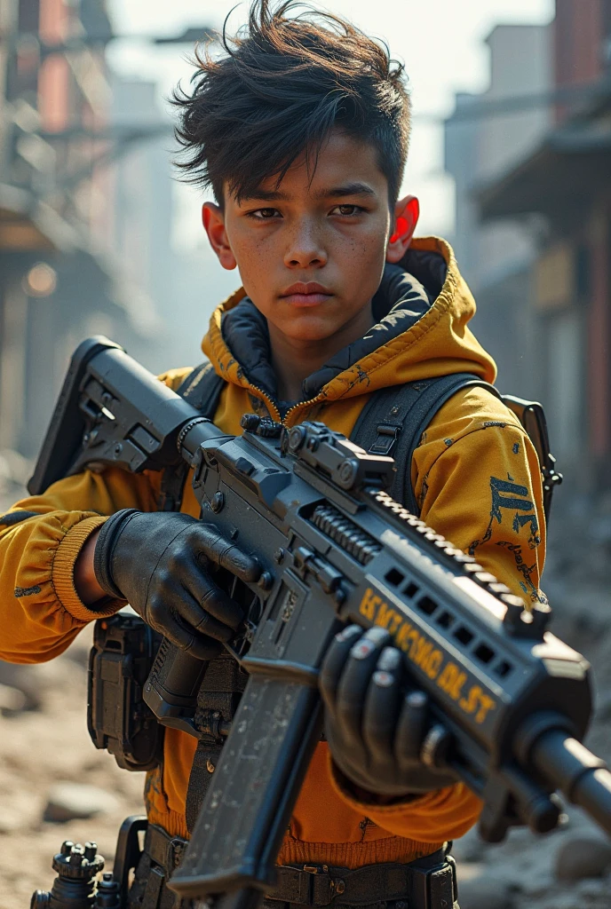 Teenager carrying an AK47