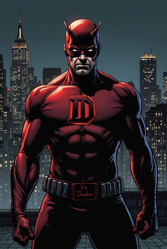 The Daredevil from Marvel Comics. Cinematic rooftop pose. 32k resolution, unreal engine 5 Quality. Best render, complex detail, hyper detail, hyper accurate. Artwork by Jim lee.