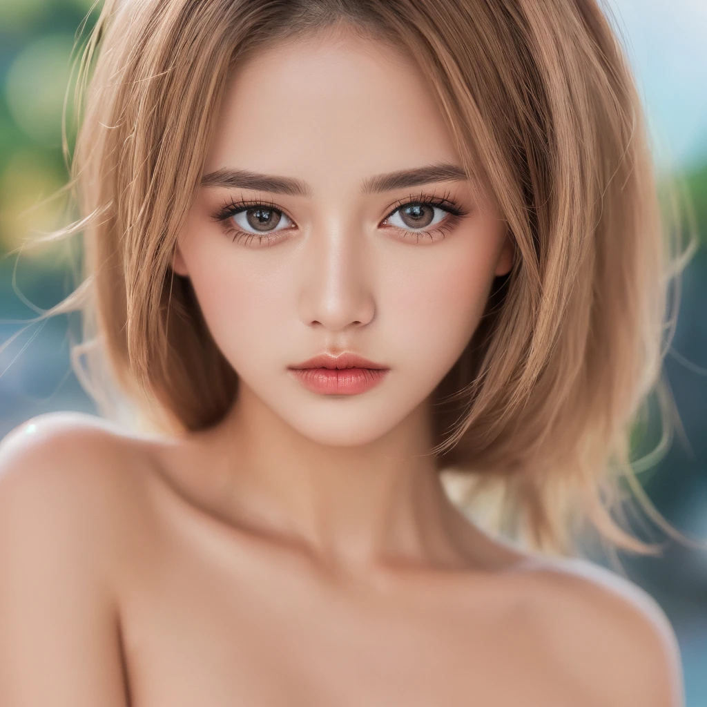 masterpiece,(Aesthetic style:0.7),1. A 17-year-old girl with a baby face、alone,Roman period, Pankration Champion, Nude photoshoot、Standing naked、Shapely breastuscular body, Sharp eyes, Bad look in the eyes, Get to know the Tiger、Blushing in embarrassment