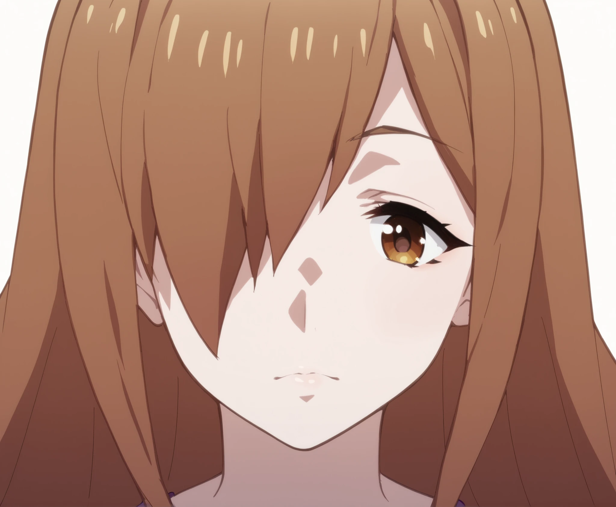 ((Konosuba wiz)), brown eyes, light brown hair, hair over one eye, (pale skin), eyebrow, eyelashes, nose, nostrils, ears, neck, (mouth without makeup), (natural lips with little color)), (detailed face), (2D anime design), (high quality), ((detailed body)), ((design faithful to the original)), (high quality), ((very detailed)),