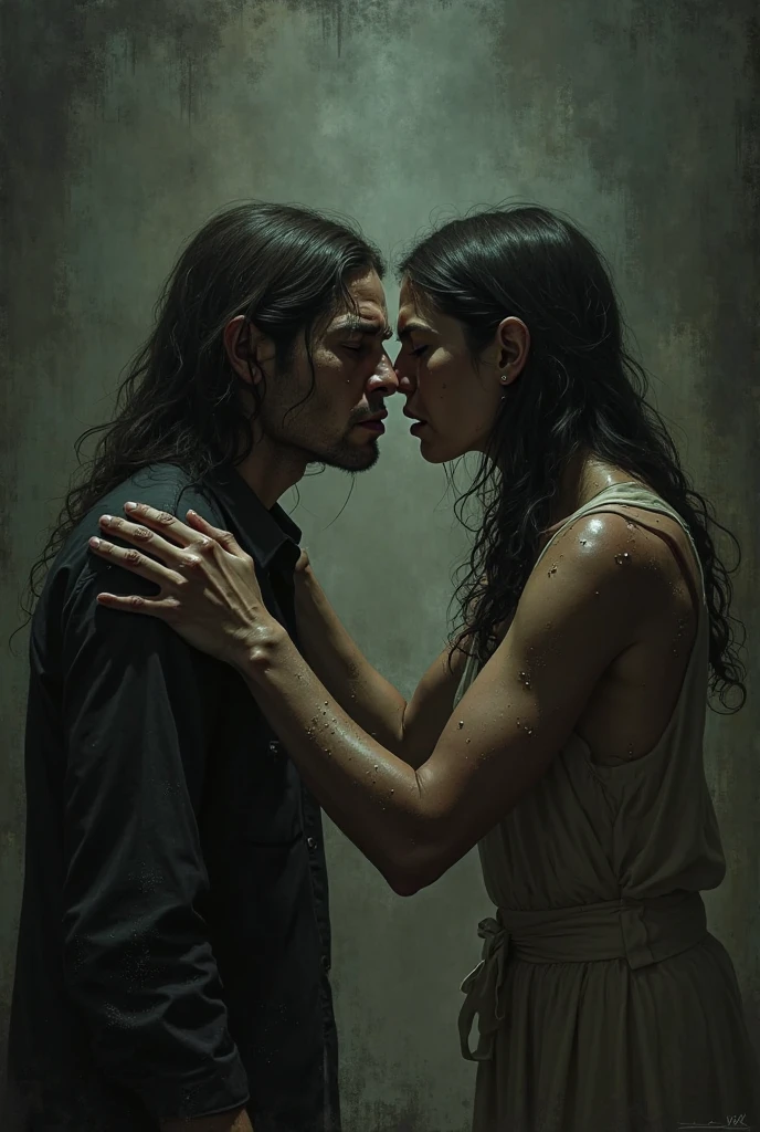 The first kiss off adam and eve in eden gardens (you know what to do) should be in oil painting format, high clarity, intricate details, conceptual art, painting, cinematic, illustration, both lying down ????, highly intimate, passionate kiss, very sensual, deep clarity, sharp details, 