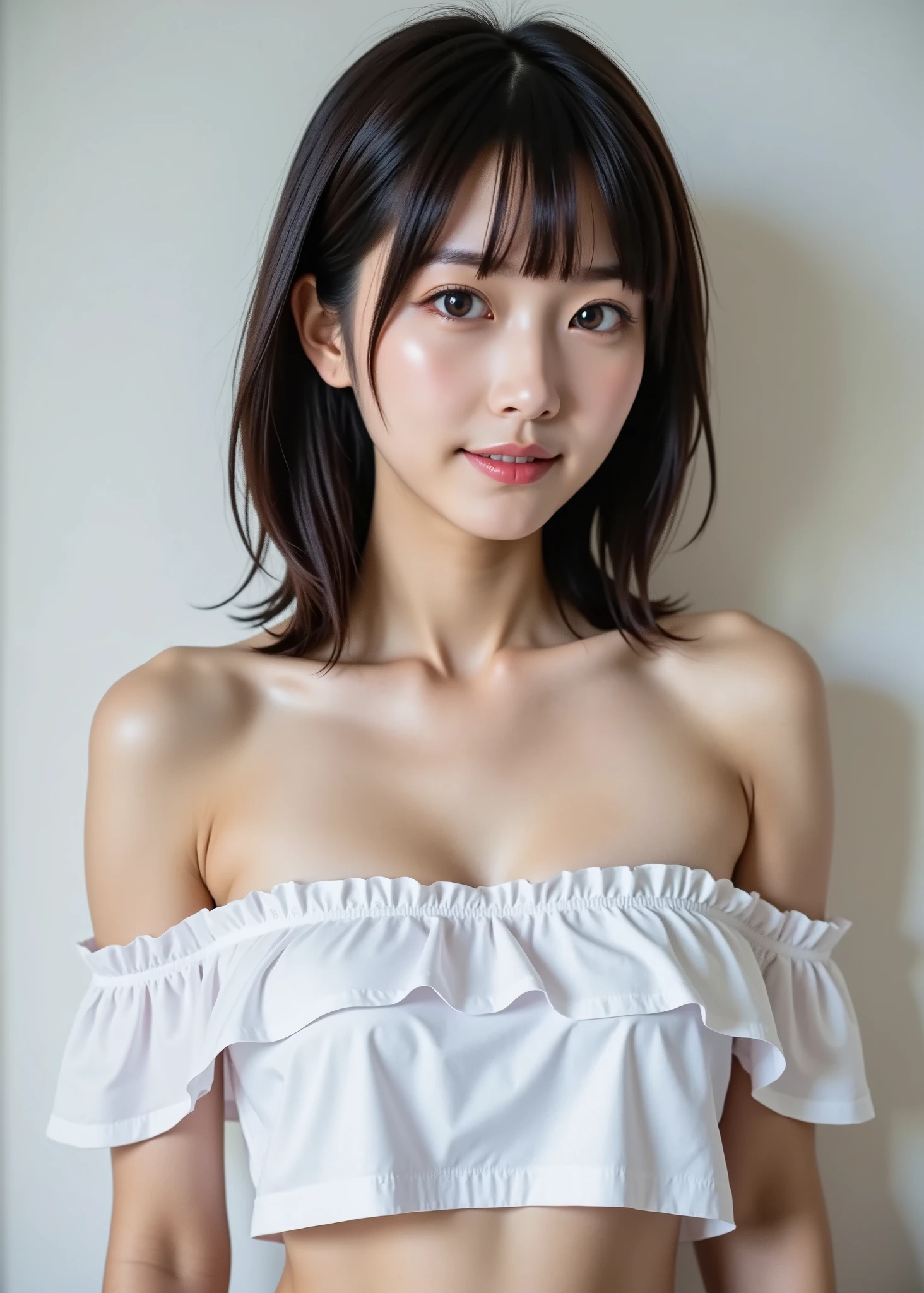 ( greatest masterpiece:1.30, Surrender:1.5), ( RAW Photo:1.5), Professional Photoshoot, ( HIGH DEFINITION CLEAR FOCUS :1.5), movie lights, (( FULL BODY SHOT OF A JAPANESE GIRL :1.4)), in their 40s, (Ultra-detailed 美しい faces:1.10), (Ultra-detailed 美しい slim body:1.9)、cute、Beautiful skin、SHORT OFF-SHOULDER、Short shorts、Can be seen from chest to below navel、Beautiful belly